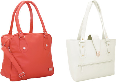 

Lady bar Hand-held Bag(White, Pink), Pink;white