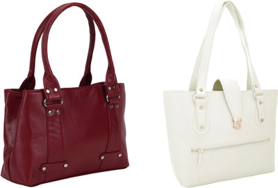 

Lady bar Hand-held Bag(White, Maroon), Maroon;white