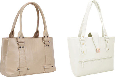 Lady bar Hand-held Bag(White, Pink), Pink;white