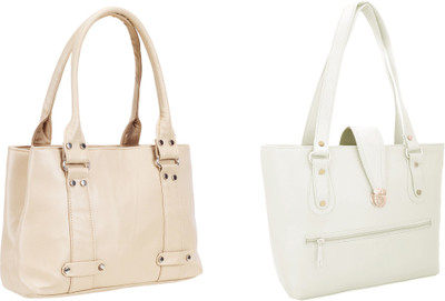 

Lady bar Hand-held Bag(White, Tan), Tan;white