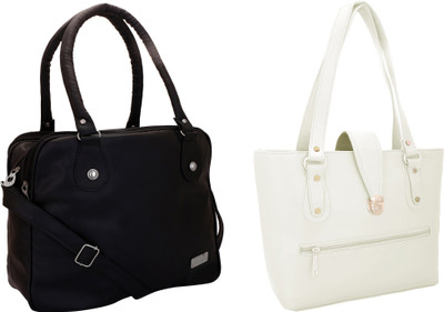 

Lady bar Hand-held Bag(White, Black), Black;white