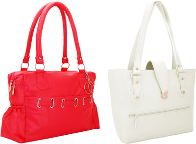 

Lady bar Hand-held Bag(White, Red), Red;white