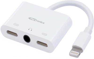 

Portronics POR-862 iKonnect M 2 in 1 Lightning Adapter with 3.5 mm Headphone Jack Charge Multi functional OTG cable(White)