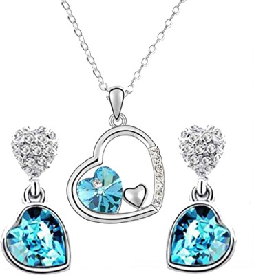 OVIYA Eternal Love Pendant set Rhodium Crystal Alloy Pendant Set