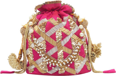 

TARUSA Stylish Potli Potli(Pink, Gold), Gold;pink