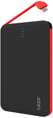 

Tukzer 3000 mAh Power Bank (STYLLO-S Power Bank, Portable External Battery Pack Charger with Built-in Micro USB Cable & Lightning Connector, Smart Dual USB Output (1A + 1A) for all USB-Charged Devices)(Black, Lithium Polymer)