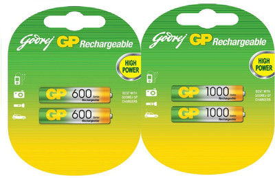 Godrej GP Combo Of 600 & 1000 Mah AAA Rechargeable Battery Rechargeable Ni-MH Battery Rechargeable Ni-MH Battery
