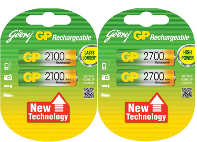 

Godrej GP Combo Of 2100 & 2700 Mah AA Rechargeable Battery Rechargeable Ni-MH Battery Rechargeable Ni-MH Battery
