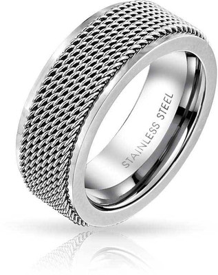 

Bling Jewelry Stainless Steel Silver Plated Ring, Grey