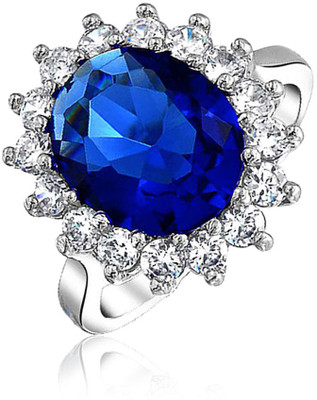 

Bling Jewelry Sterling Silver Cubic Zirconia Rhodium Plated Ring, Blue