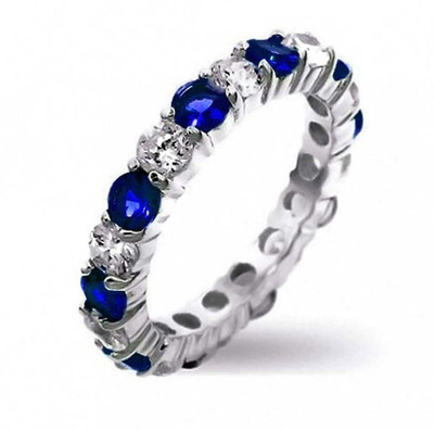 

Bling Jewelry Sterling Silver Cubic Zirconia Rhodium Plated Ring, Blue