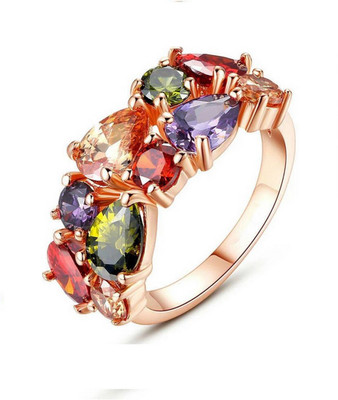 

Jewels Galaxy Valentine Rings Alloy Cubic Zirconia, Crystal 18K Rose Gold Plated Ring, Multicolor