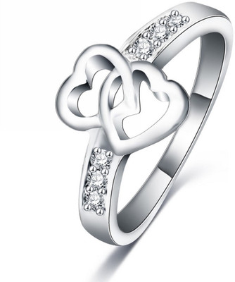 

Jewels Galaxy Valentine Rings Alloy Cubic Zirconia, Crystal Platinum Plated Ring, White