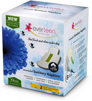 

everteen 100% Natural Cotton Unscented Sanitary Pad ( 10 Piece) Sanitary Pad(Pack of 10)