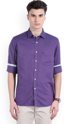 Allen Solly Men Solid Casual Purple Shirt Allen Solly Men Solid Casual Purple Shirt