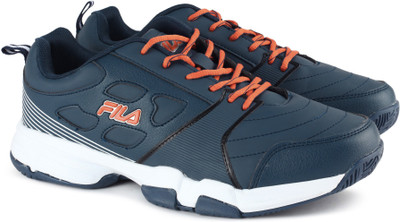 

Fila BECKER II Tennis Shoes For Men(Blue, Nvy/org