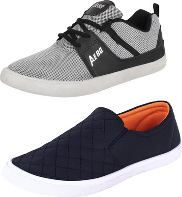 

Aero 02 Pair Combo Canvas Loafers For Men(Blue, Orange, Grey, Black, Nblue::orange::lgrey::black