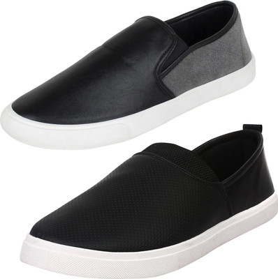 

Aero 02 Pair Combo Canvas Slip On Sneakers For Men(Black, Black, Black::black::grey