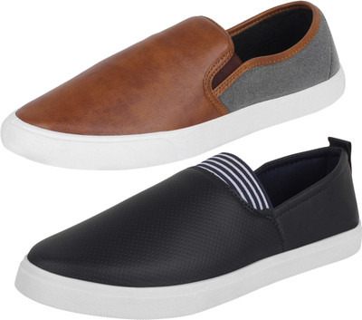 

Aero 02 Pair Combo Canvas Loafers For Men(Navy, Brown, Grey