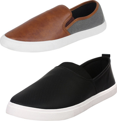 

Aero 02 Pair Combo Canvas Loafers For Men(Black, Brown, Grey