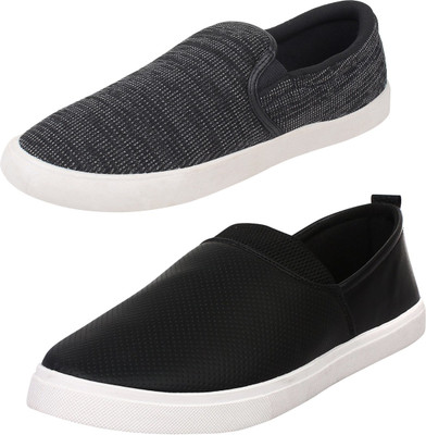 

Aero 02 Pair Combo Canvas Loafers For Men(Black, Black