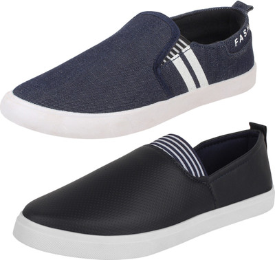 

Aero 02 Pair Combo Canvas Slip On Sneakers For Men(Multicolor, Navy::blue