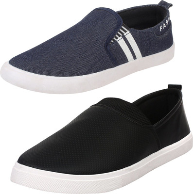 

Aero 02 Pair Combo Canvas Loafers For Men(Black, Blue