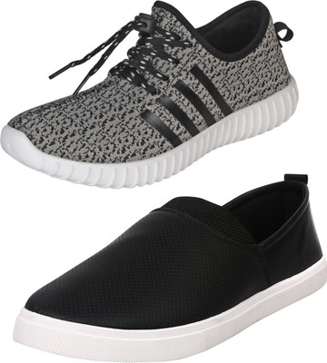 

Aero 02 Pair Combo Canvas Loafers For Men(Black, Grey, Black::dgrey