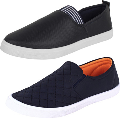 

Aero 02 Pair Combo Canvas Slip On Sneakers For Men(Multicolor, Nblue::orange::navy