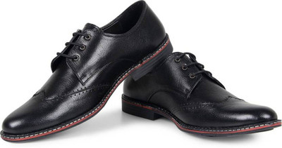 

Tapps Men's Branded Pure Leather Formal Shoes Lace Up For Men(Black