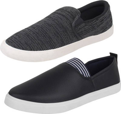 

Aero 02 Pair Combo Canvas Loafers For Men(Navy, Black