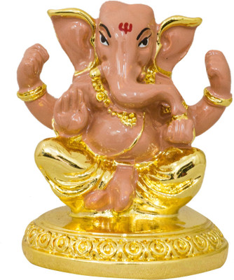 Gods & Gifts Premium Gold Plated Lord Ganesha Statue Showpiece - 5.5 cm(Polyresin, Pink) available at flipkart for Rs.650