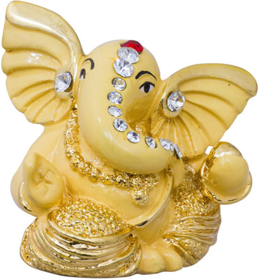 Gods & Gifts Premium Gold Plated Lord Ganesha Statue Showpiece - 5 cm(Polyresin, Beige) available at flipkart for Rs.595