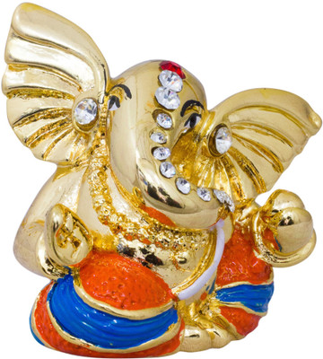 Gods & Gifts Premium Gold Plated Lord Ganesha Statue Showpiece - 5 cm(Polyresin, Gold) available at flipkart for Rs.595