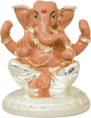 Gods & Gifts Premium Silver Plated Lord Ganesha Statue Showpiece - 5.5 cm(Polyresin, Pink) available at flipkart for Rs.650