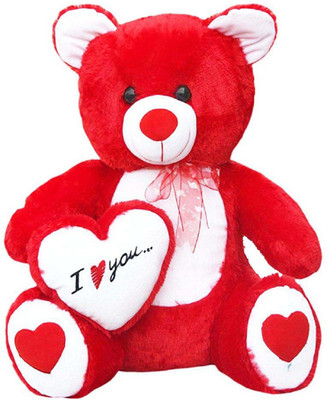 

GVMC Toys Beautiful Red Fur & White Heart Teddy Bear - 65 cm(Red)