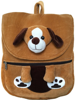 Deals India Velvet School Bag Soft Toy- Brown - 35 cm(Multicolor)
