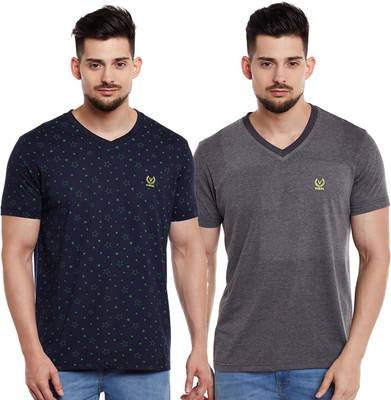 MACK JONNEY Solid Men V Neck Multicolor T-Shirt