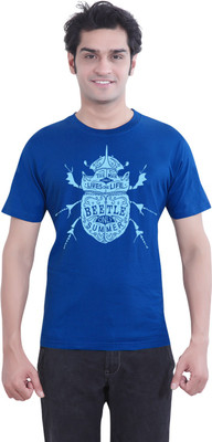 

Tantra Graphic Print Men's Round Neck Blue T-Shirt, Royal blue