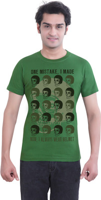 

Tantra Graphic Print Men's Round Neck Green T-Shirt, Olive green