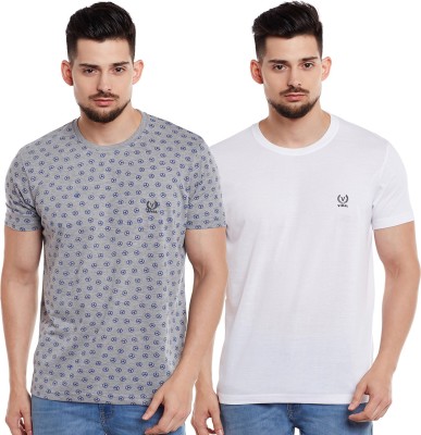 VIMAL JONNEY Geometric Print, Solid Men Round Neck White, Grey T-Shirt