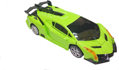 

TALKING GANESHA Transformers Deformation Racing 23 cms 1:22 Scale Lamborghini Die Cast Friction Car with lights and sound (Green)(Green)