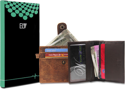 

ELV Men Brown Genuine Leather Card Holder(6 Card Slots), Dark brown