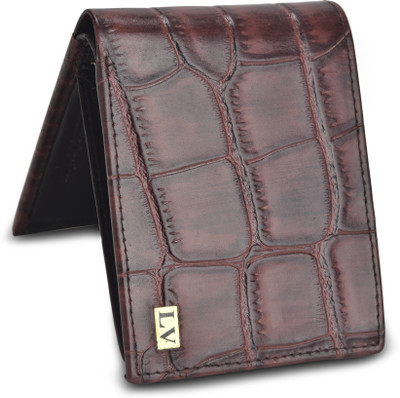 

louis vincent Men Khaki Genuine Leather Wallet(6 Card Slots), Choco brown