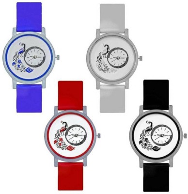 FASHION POOL MULTI COLOR FAST SELLING PEACOCK DESIGNER JACKPOT WATCH COMBO WITH RUBBER BELT WATCH FOR FESTIVAL & PARTY WEAR COLECTION Watch  - For Women   Watches  (FASHION POOL)