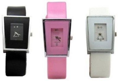Swan SQUARE BLACK WHITE & PINK 033 S-BLACK WHITE & PINK SQUARE COMBO FOR WATCH Watch  - For Women   Watches  (Swan)