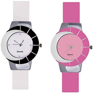 FASHION POOL ULTIMATE ROUND ANALOG DIAL WATCH WITH BLACK & PINK COMBO HAVING MULTI COLOR RUBBER BELT WATCH Watch  - For Girls   Watches  (FASHION POOL)