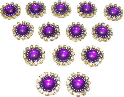 GOELX Patches Colorful Round Shape Handmade Appliques Rhinestone Embellishments For Decoration,Crafts Ideas, Jewelery Making, Easy to Use Pack of 50 - Purple