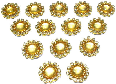 

GOELX Patches Colorful Round Shape Handmade Appliques Rhinestone Embellishments For Decoration,Crafts Ideas, Jewelery Making, Easy to Use Pack of 50 - Golden
