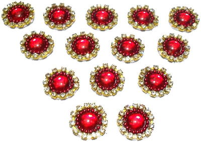 

GOELX Patches Colorful Round Shape Handmade Appliques Rhinestone Embellishments For Decoration,Crafts Ideas, Jewelery Making, Easy to Use Pack of 50 - Red